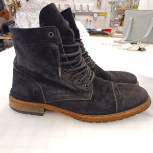 All Saints Spitalfields black suede combat boots circa 2009 size 41 or 7 mens